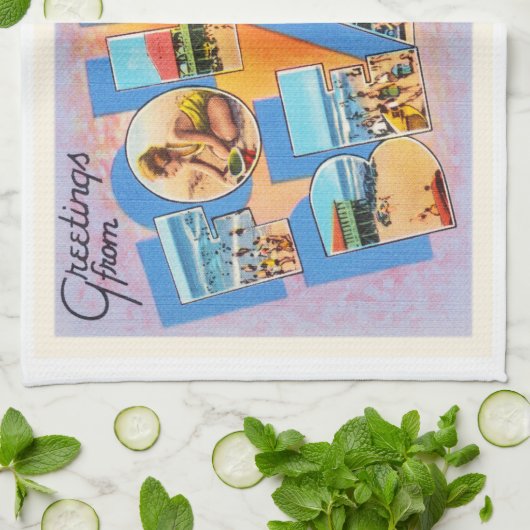 Folly Beach South Carolina SC Old  Briefkaart Theedoek (Gevouwen)