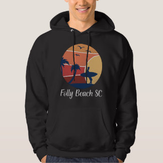 Folly Beach South Carolina SC Surfing Surfer Vinta Hoodie