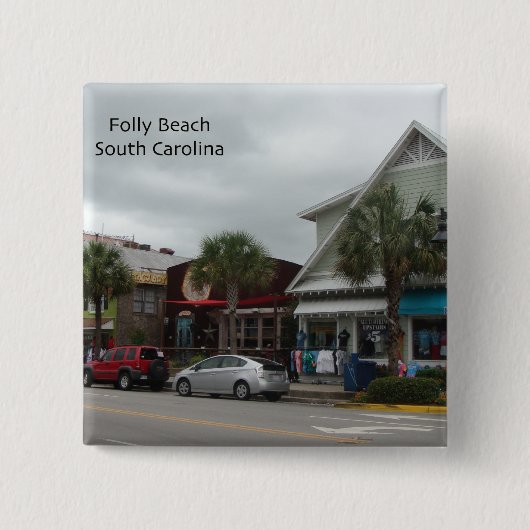 Folly Beach Strip Vierkante Button 5,1 Cm (Voorkant)