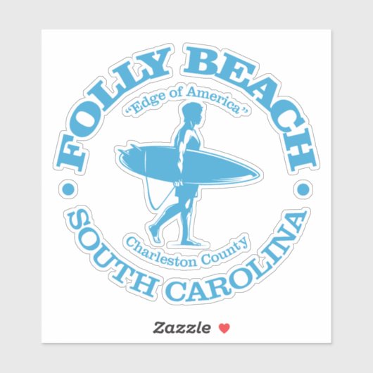 Folly Beach (surfer) Sticker (Vel)