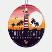 Folly Beach vuurtoren SC Retro Sunset Souvenirs Keramisch Ornament (Links)