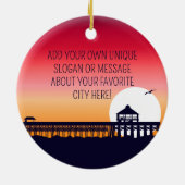 Folly Beach vuurtoren SC Retro Sunset Souvenirs Keramisch Ornament (Achterkant)