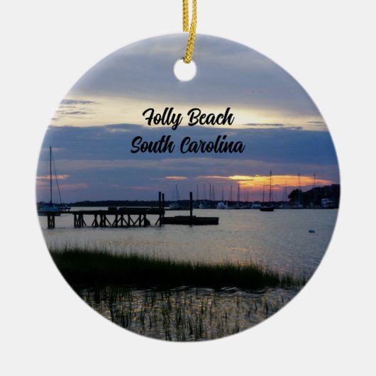 Folly Harbor Zonsondergang Ornament (Voorkant)