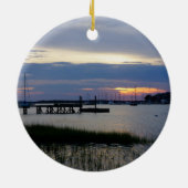 Folly Harbor Zonsondergang Ornament (Achterkant)