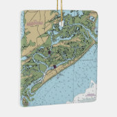 Folly Island South Carolina Chart Keramisch Ornament (Rechts)