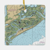 Folly Island South Carolina Chart Keramisch Ornament (Voorkant)
