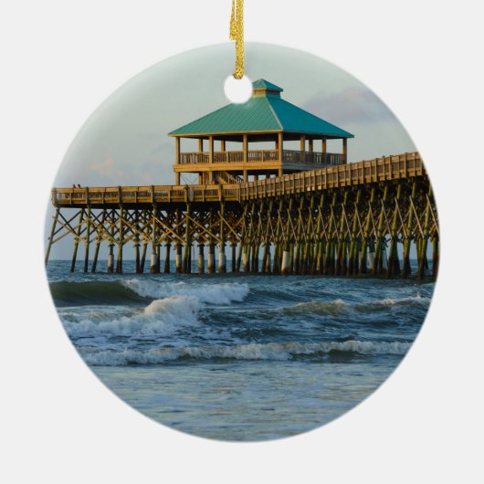 Folly Pier Morning Keramisch Ornament (Achterkant)