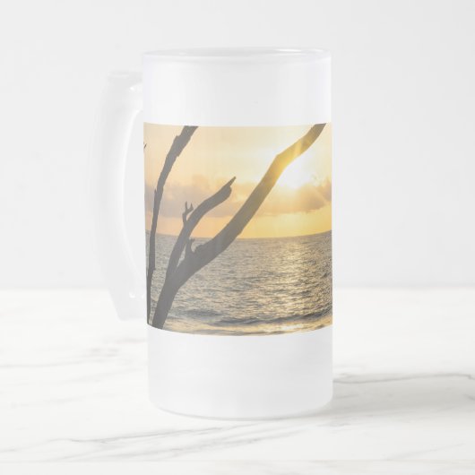 Folly Sunrise Tree Silhouette Frosted Glass Beer M Matglas Bierpul (Voorkant links)