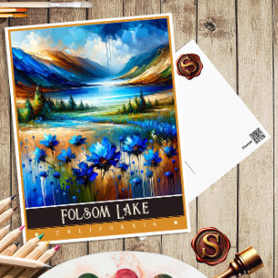Folsom Lake, Californië   Schilderij uit het verle Briefkaart