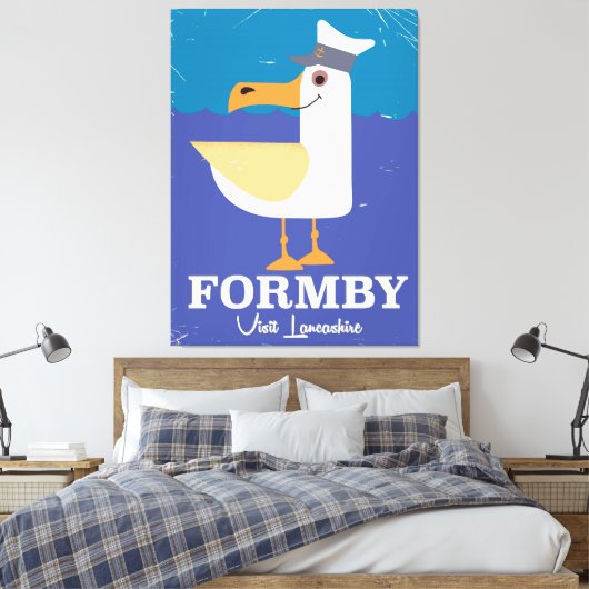 Fomby Lancashire seagull-reisposter Canvas Afdruk (Insitu (Slaapkamer))