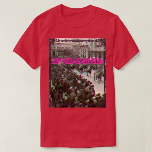FOMO Roze Glitch Retro T-shirt (Design voorkant)