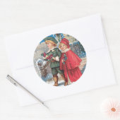 Fond Kerstmis Groet Kaart Ronde Sticker (Envelop)