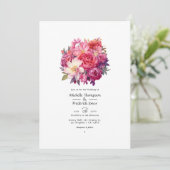 Fondant Roze Bloemachtige Bruiloft Kaart (Staand voorkant)