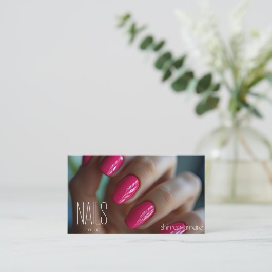 Fondant Roze Nagelkunst  Visitekaartje (Staand voorkant)