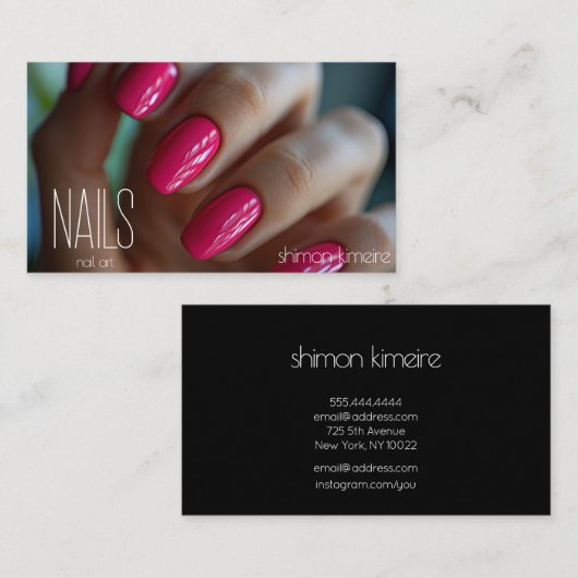 Fondant Roze Nagelkunst  Visitekaartje (Voorkant / Achterkant)