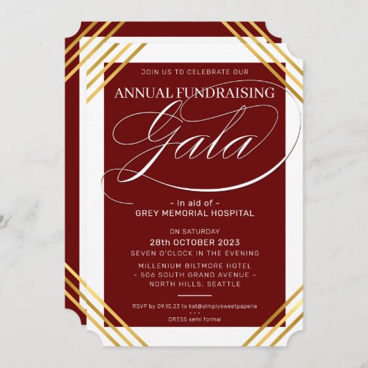 FONDSENWERVING GALA evenement fancy gouden lijst k Kaart (Voorkant / Achterkant)