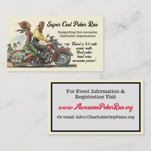 Fondsenwerving Motorcycle Poker Run  aanpassen Contactkaartje (Voorkant / Achterkant)