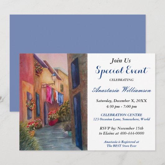 FONDSRAISER PARTY EVENT INVITE KAART (Voorkant / Achterkant)