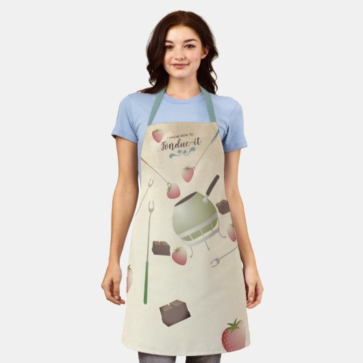 Fondue aardbery chocolade, gepersonaliseerde keuke schort (Gedragen)
