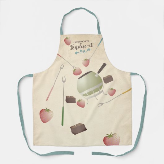 Fondue aardbery chocolade, gepersonaliseerde keuke schort (Voorkant)