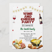 Fondue cheese wine party invitation kaart (Voorkant / Achterkant)