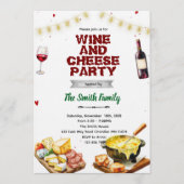 Fondue cheese wine party invitation kaart (Voorkant)