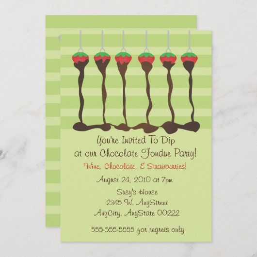 Fondue Feest Uitnodiging (Voorkant / Achterkant)