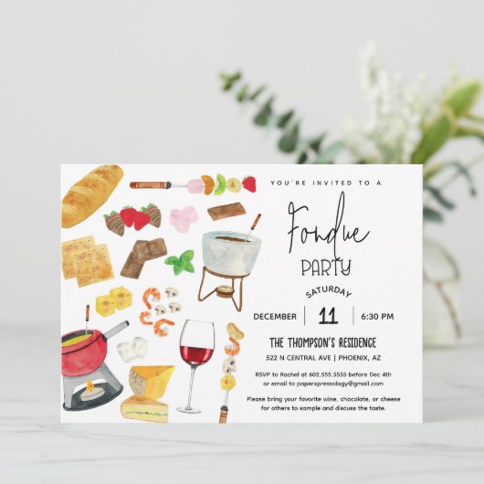 Fondue Feest Wijn Kaas Dinerfeest Elke Gelegenheid Kaart (Staand voorkant)