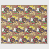 Fondue Fruit Cake Berries Marshmallow Dessert Food Cadeaupapier (Vlak)