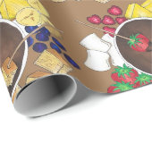 Fondue Fruit Cake Berries Marshmallow Dessert Food Cadeaupapier (Rol Hoek)