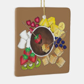 Fondue Fruit Cake Berries Marshmallow Dessert Food Keramisch Ornament (Rechts)