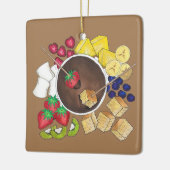 Fondue Fruit Cake Berries Marshmallow Dessert Food Keramisch Ornament (Links)