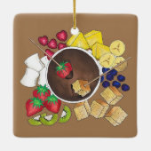 Fondue Fruit Cake Berries Marshmallow Dessert Food Keramisch Ornament (Achterkant)