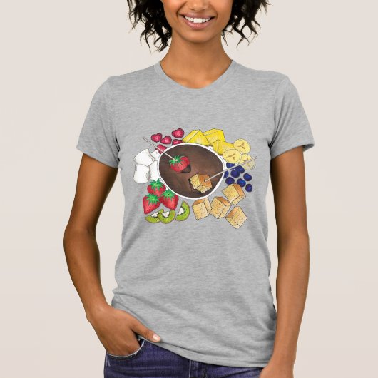 Fondue Fruit Cake Berries Marshmallow Dessert Food T-shirt (Voorkant)