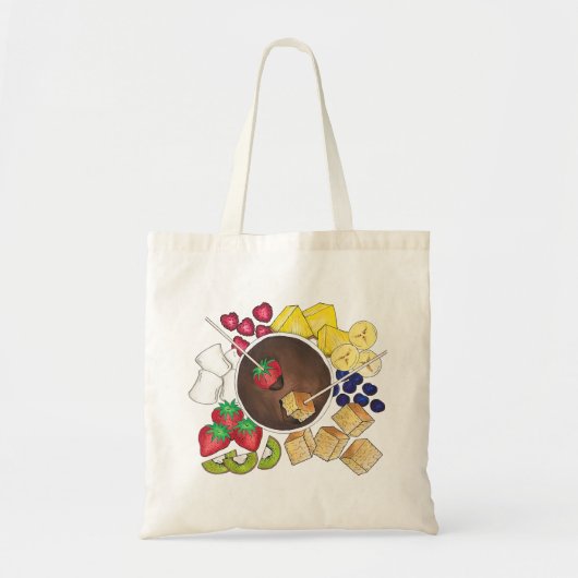 Fondue Fruit Cake Berries Marshmallow Dessert Food Tote Bag (Voorkant)