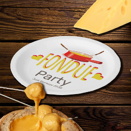 Fondue harten en pot - party papieren bordje