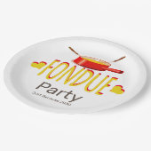 Fondue harten en pot - party papieren bordje (Gekanteld)