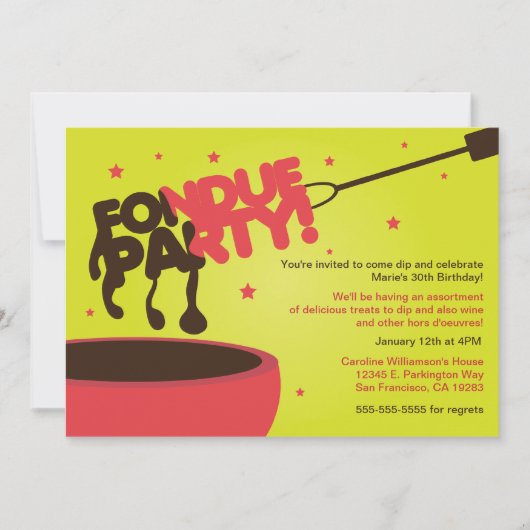 Fondue Party Invitation - Chocolade Kaart (Voorkant)