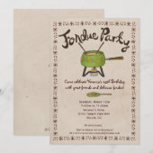 Fondue Party-uitnodiging Kaart (Voorkant / Achterkant)
