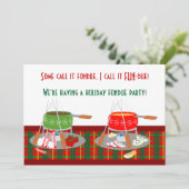 Fondue Pots-kerstfeestelijke uitnodigingen (Staand voorkant)