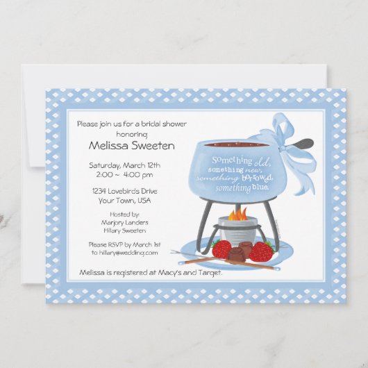 Fondue Wedding Shower-uitnodiging Kaart (Voorkant)