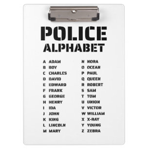 Fonetalphabet Politie Klembord