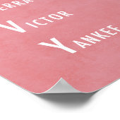 Foneticus alfabet eigen naam pioenroze poster (Hoek)