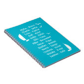 Fonetisch alfabet, blauw zeilen notitieboek (Rechterzijde)