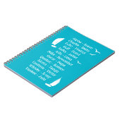 Fonetisch alfabet, blauw zeilen notitieboek (Linkerzijde)