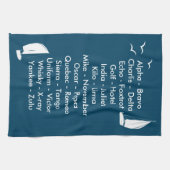 Fonetisch alfabet Ocean Blue Sailing Theedoek (Horizontaal)