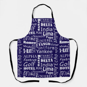 Fonetisch alfabet Print Blauw en Wit Schort