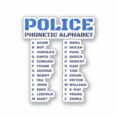 Fonetisch alfabet voor politie sticker (Voorkant)