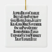 FONETISCHE ALFABET/CODE-WOORDEN KERAMISCH ORNAMENT (Achterkant)