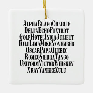 FONETISCHE ALFABET/CODE-WOORDEN KERAMISCH ORNAMENT